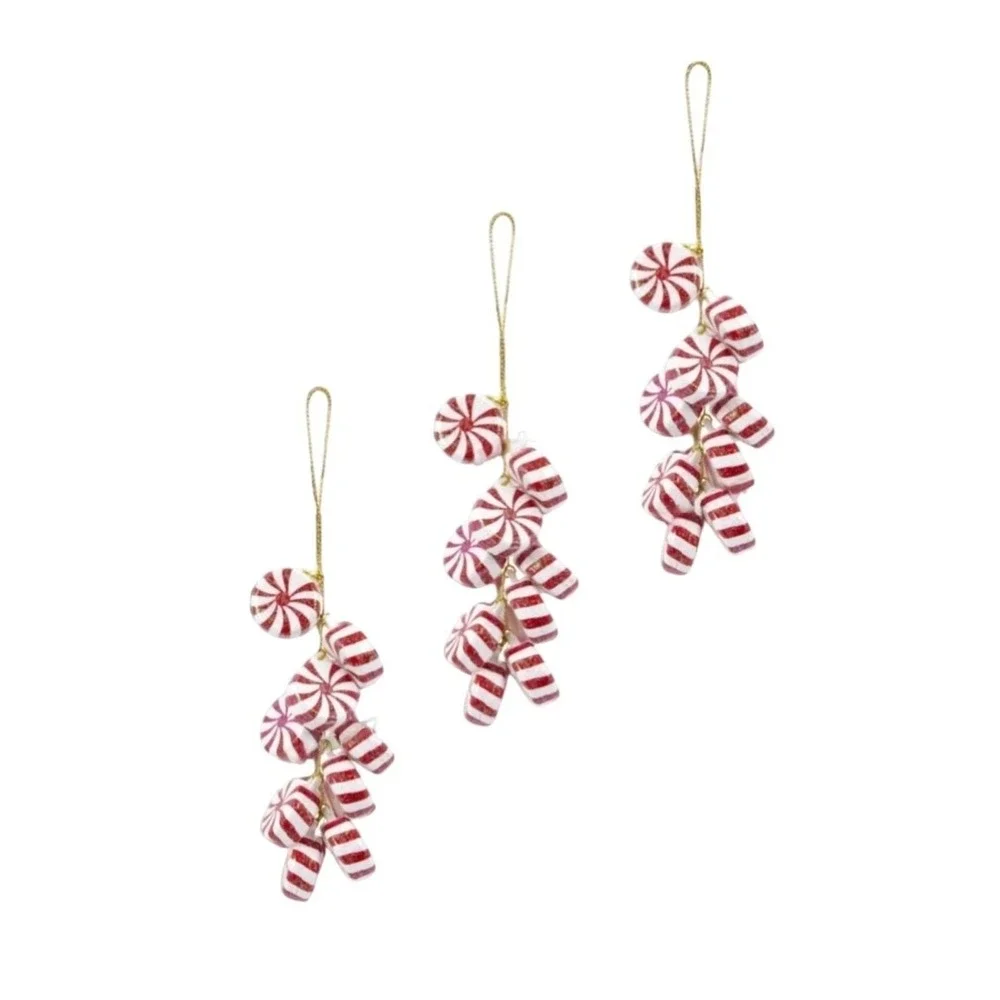 3 Peppermint Disk Ornaments Clusters Christmas Tree‎ Peppermint Tree NEW
